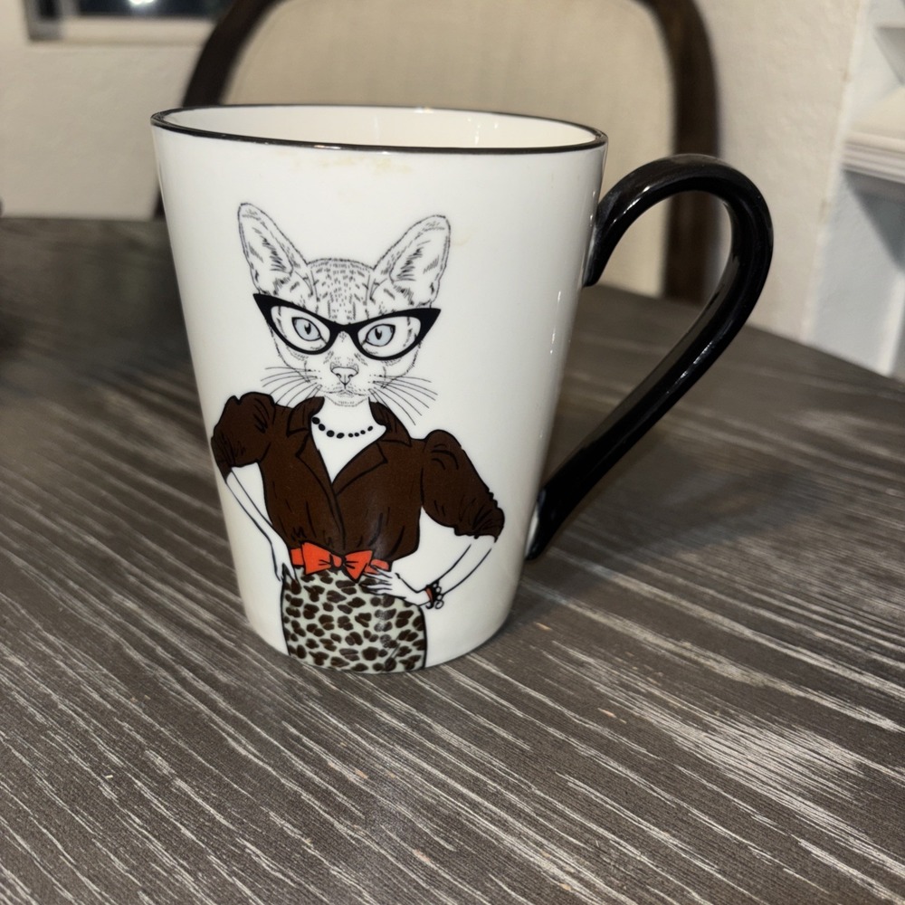 Cat Coffee Mug Hipster Sassy Signature Housewares Modern Shop Stoneware Cup